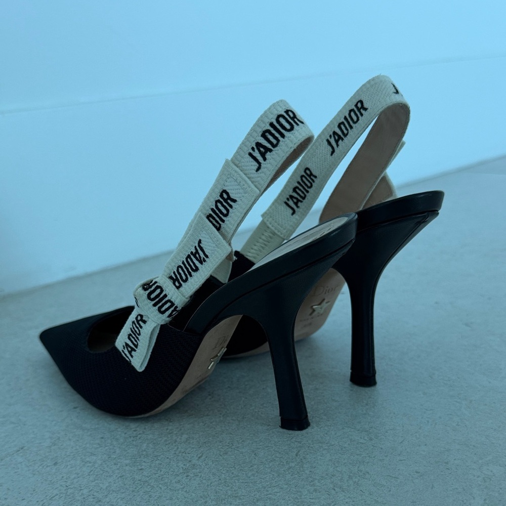 Dior Black and Cream Slingback Heels - Picture 11 of 11